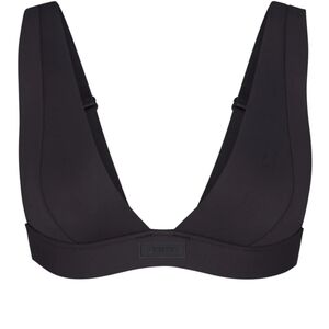 Skims Signature Swim Plunge Bikini Top Onyx S